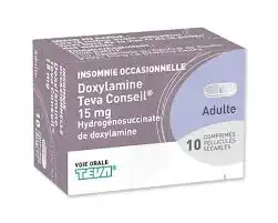 DOXYLAMINE TEVA CONSEIL 15 mg, comprimé pelliculé sécable