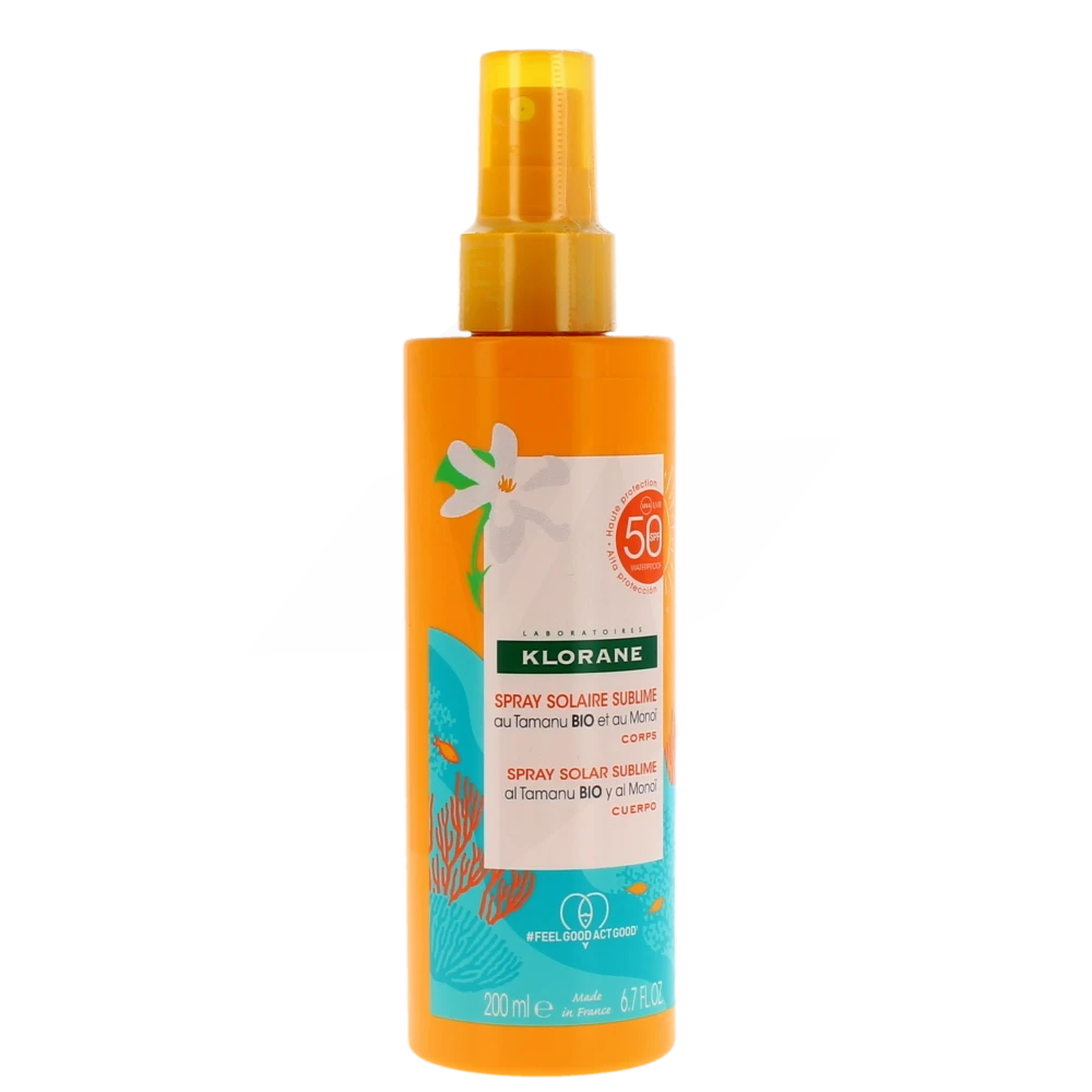 Klorane Solaire Spray Solaire Sublime Spf50 Tamanu Bio Et Monoï Spray De 200 Ml