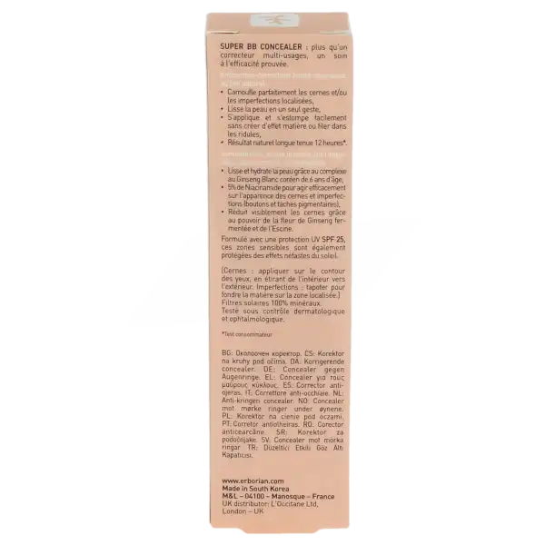 Erborian Super Bb Concealer Crème Anti-cernes Clair T/10ml