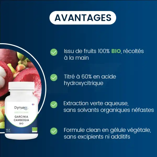 Dynveo Garcinia Cambogia Bio, Titrée à 60% En Acide Hydroxycitrique (hca) 300 Gélules