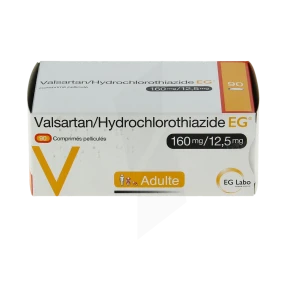 Valsartan/hydrochlorothiazide Eg 160 Mg/12,5 Mg, Comprimé Pelliculé