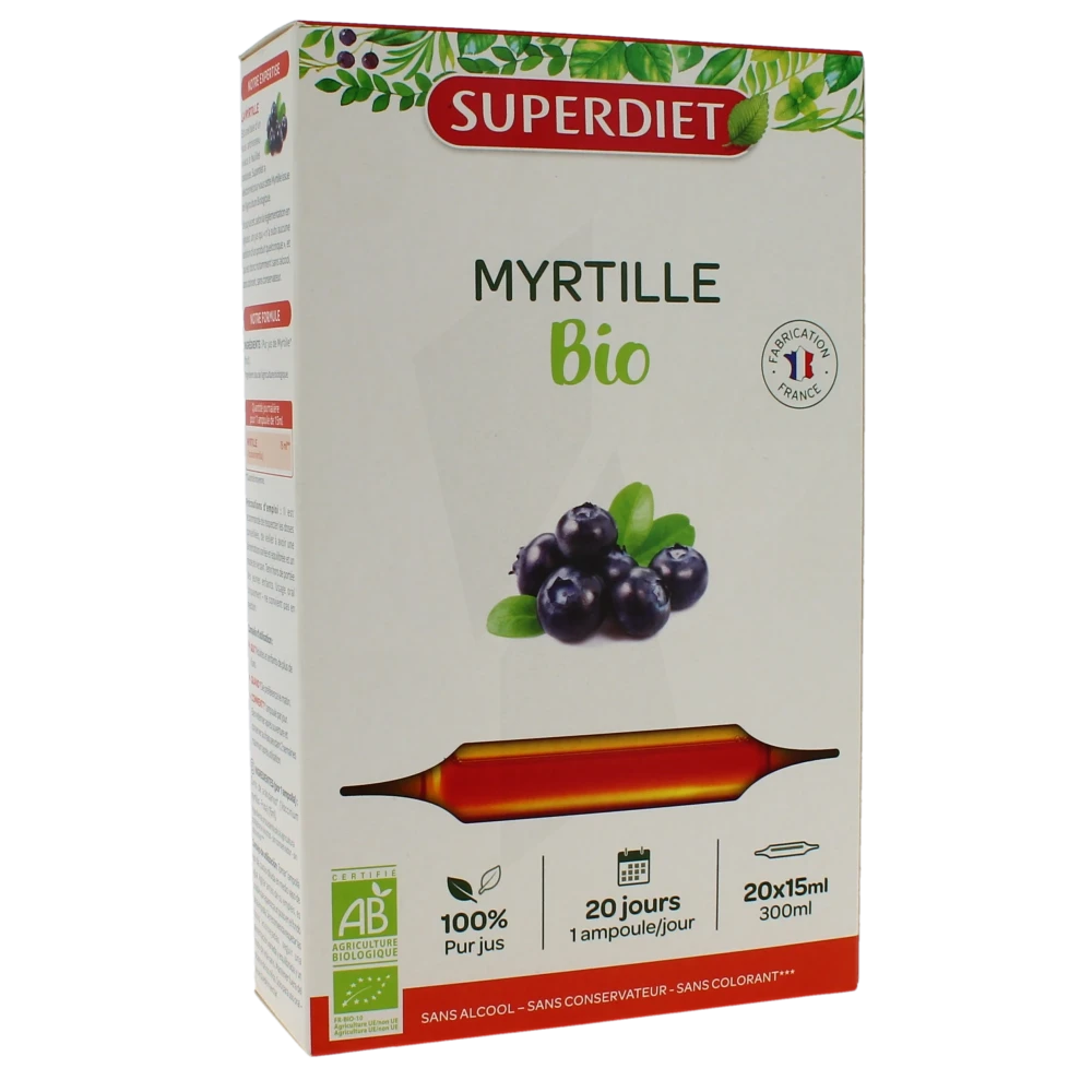 Superdiet Myrtille Bio Solution Buvable 20 Ampoules/10ml