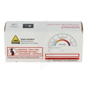 Lisinopril Teva 5 Mg, Comprimé Sécable