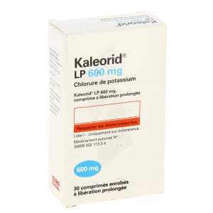 Kaleorid Lp 600 Mg, Comprimé à Libération Prolongée