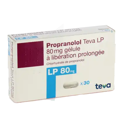 Propranolol Teva L P 80 Mg, Gélule à Libération Prolongée à Bordeaux