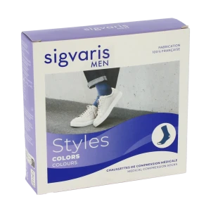 Sigvaris Styles Colors Chaussettes  Homme Classe 2 Bleu Large Normal