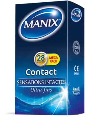 Manix Contact Préservatif Avec Réservoir Lubrifiés B/28 à Gourbeyre