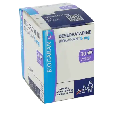 DESLORATADINE BIOGARAN 5 mg, comprimé pelliculé