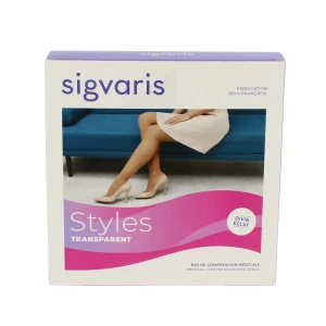 Sigvaris Styles Transparent Bas Auto-fixants  Femme Classe 2 Beige 120 Medium Long