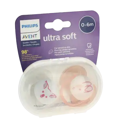 Avent Sucette Ultra Douce Silicone 0-6mois Girl Nude B/2 à Mimizan
