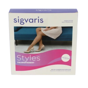 Sigvaris Styles Transparent Bas Auto-fixants  Femme Classe 2 Noir Medium Normal