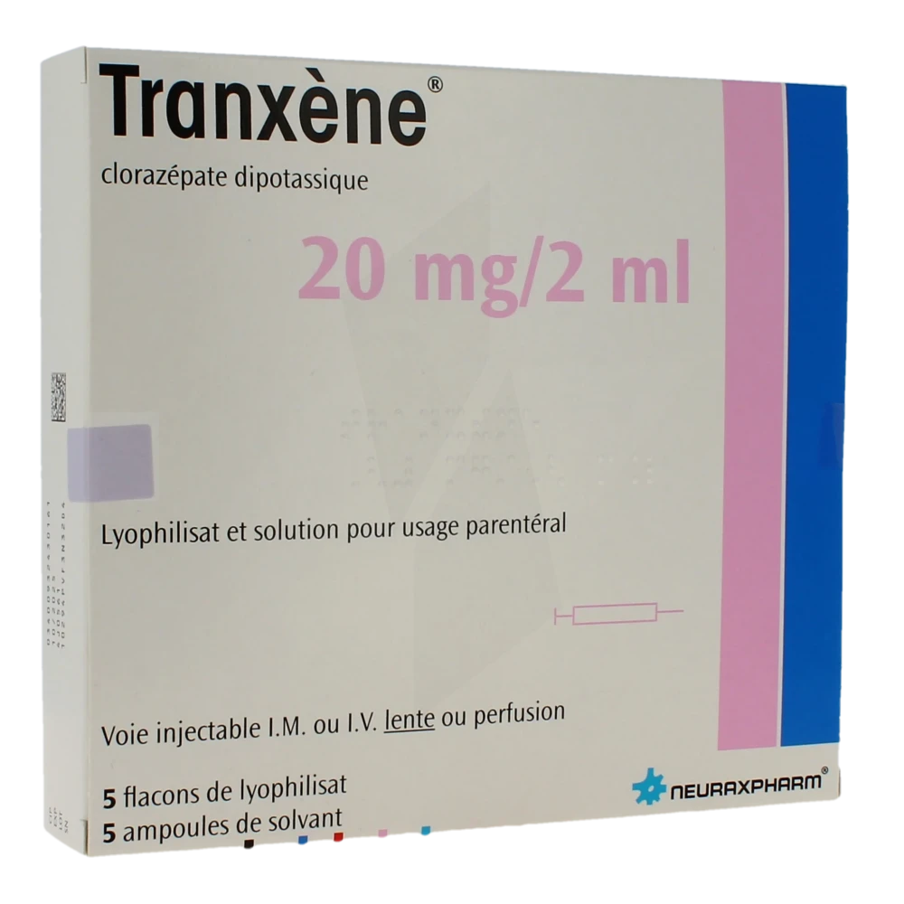 Tranxene 20 Mg/2 Ml, Lyophilisat Et Solution Pour Usage Parentéral