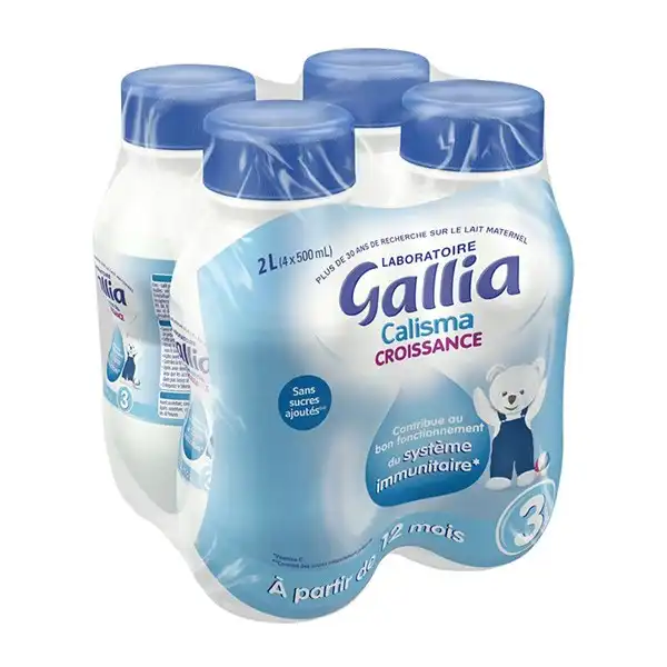 Gallia Calisma Croissance Lait Liquide 4 Bouteilles/500ml