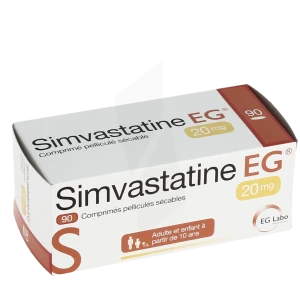 Simvastatine Eg 20 Mg, Comprimé Pelliculé Sécable