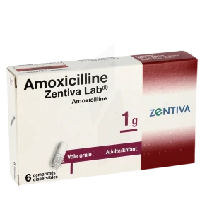 Amoxicilline Zentiva Lab 1 G, Comprimé Dispersible