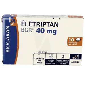 Eletriptan Bgr 40 Mg, Comprimé Pelliculé