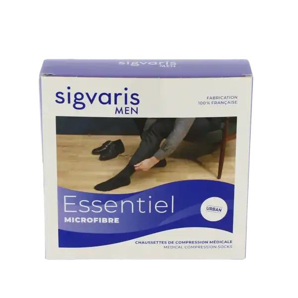 Sigvaris Essentiel Microfibre Chaussettes  Homme Classe 2 Gris Anthracite Large Long