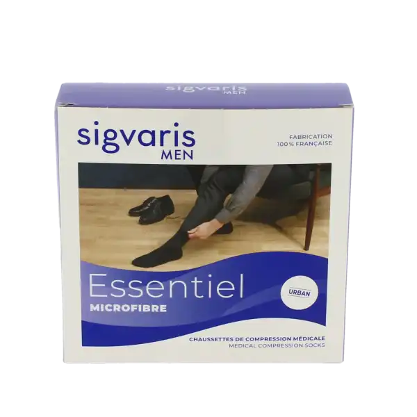 Sigvaris Essentiel Urban Microfibre Chaussette Classe 2 Homme Gris Anthracite Long L