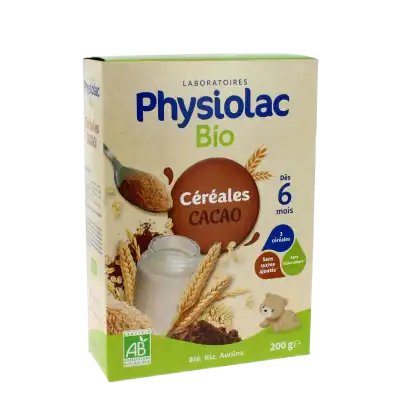 Physiolac Cereales Bio Farine Cacao B/200g à HEROUVILLE ST CLAIR