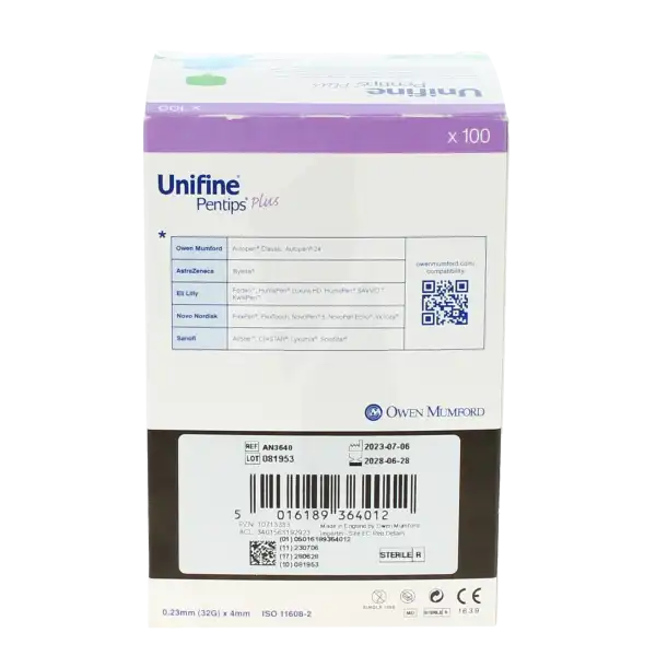 Unifine Plus Aiguille Avec Désadaptateur Pour Stylo 4mm B/100