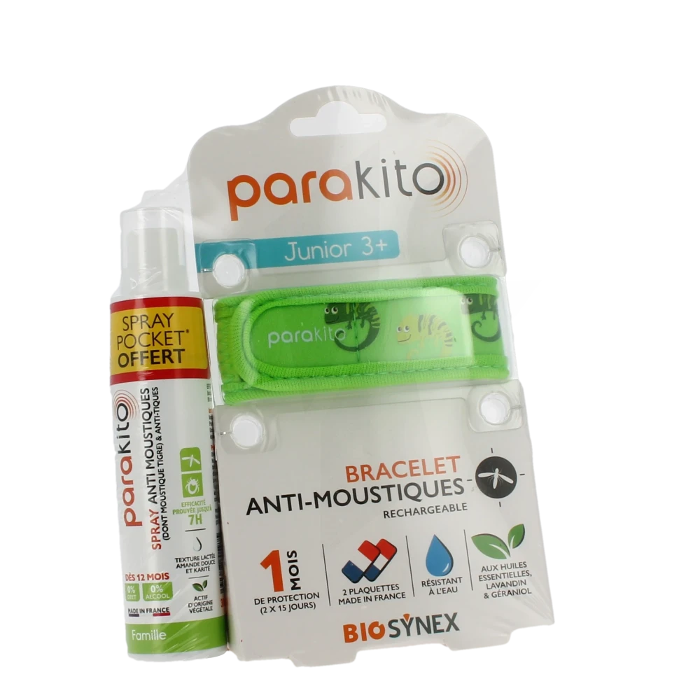 Parakito Bracelet Anti-moustique Junior Caméléon +spray Offert 30ml