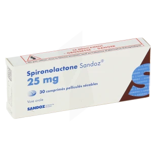 Spironolactone Sandoz 25 Mg, Comprimé Pelliculé Sécable