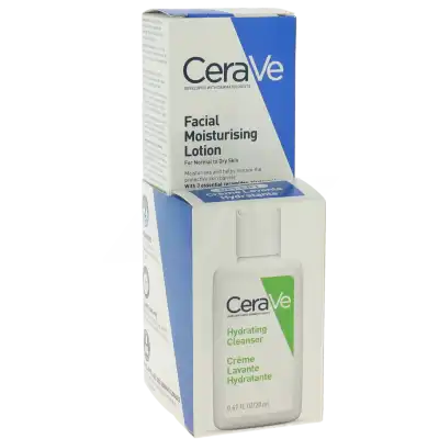 Cerave Facial Moisturizers Crème Hydratante Visage Pour Les Peaux Normales à Sèches Tube/52ml + Crème Lavante 20ml à Bordeaux