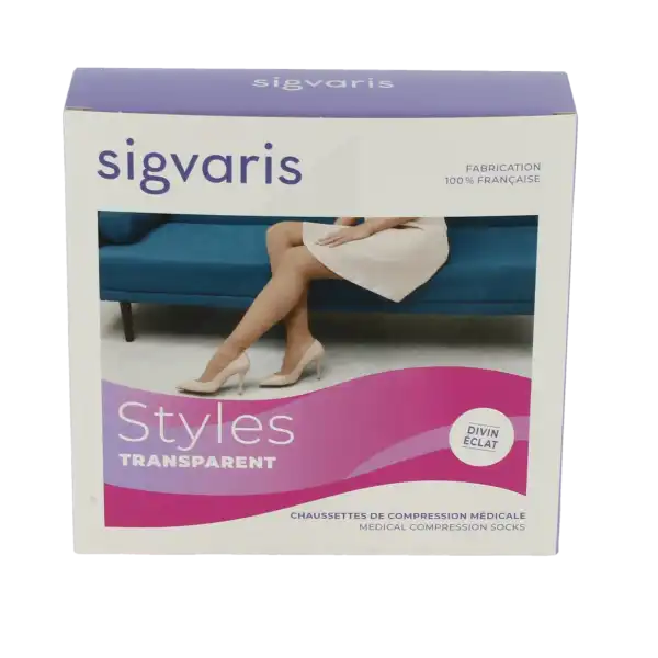 Sigvaris Styles Transparent Chaussettes  Femme Classe 2 Beige 120 Medium Long