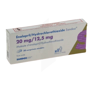 Enalapril/hydrochlorothiazide Sandoz 20 Mg/12,5 Mg, Comprimé Sécable