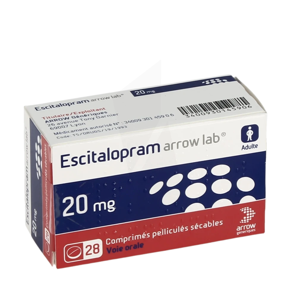 Escitalopram Arrow Lab 20 Mg, Comprimé Pelliculé Sécable