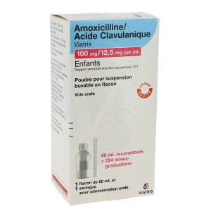 Amoxicilline/acide Clavulanique Viatris 100 Mg/12,5 Mg Par Ml Enfants, Poudre Pour Suspension Buvable En Flacon (rapport Amoxicilline/acide Clavulanique : 8/1)