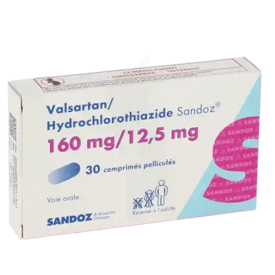 VALSARTAN/HYDROCHLOROTHIAZIDE SANDOZ 160 mg/12,5 mg, comprimé pelliculé