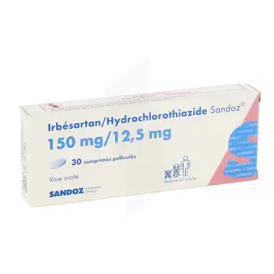 Irbesartan/hydrochlorothiazide Sandoz 150 Mg/12,5 Mg, Comprimé Pelliculé à Sèvres