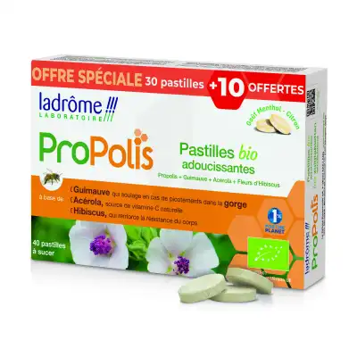 Ladrôme Propolis Pastilles Adoucissantes Bio B/30+10 à VOGÜÉ