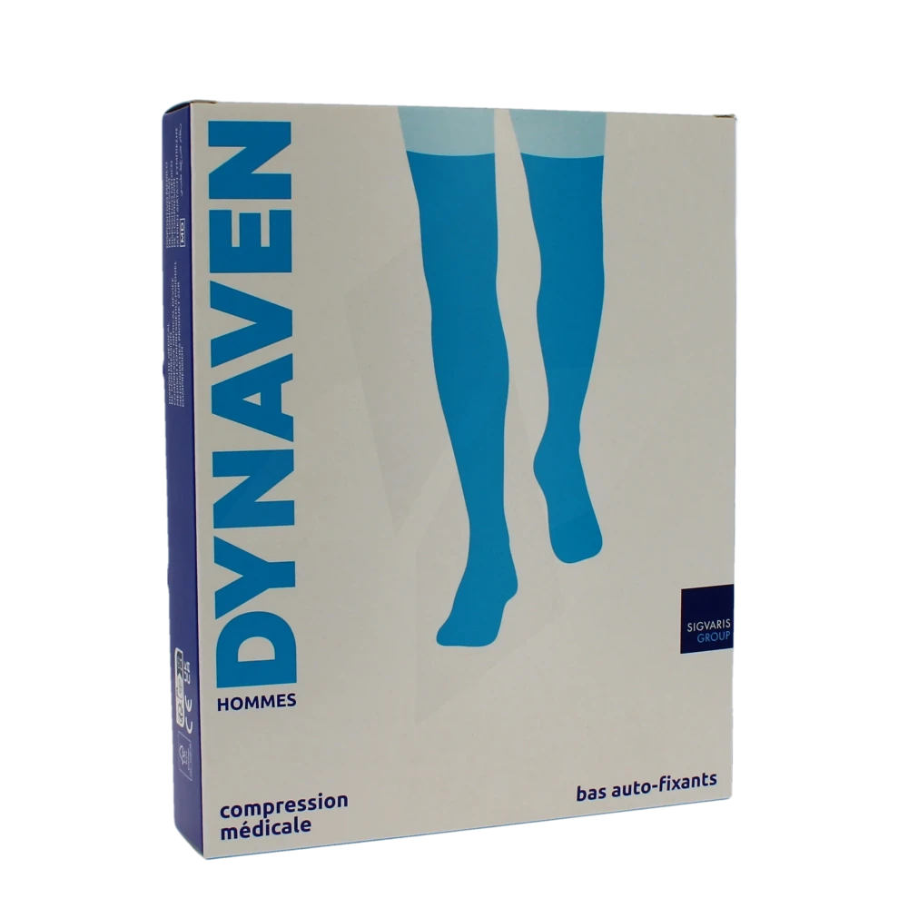Sigvaris Dynaven Semi-opaque Fin Bas Auto-fixants Pied Ouvert Classe 2 Homme Noir Long M
