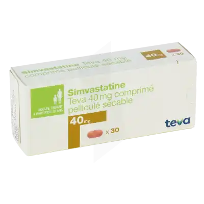 Simvastatine Teva 40 Mg, Comprimé Pelliculé Sécable à Nice