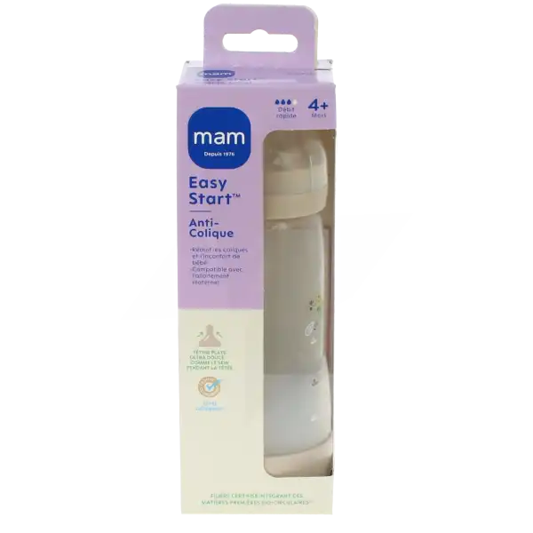 Mam Easy Start Nature Biberon Tétine Débit 3 Sable 320ml