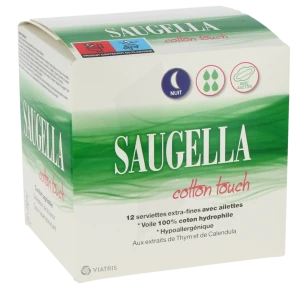 Saugella Cotton Touch Serviette Périodique Avec Ailettes Nuit B/12