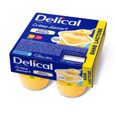 Delical Crème Dessert Sans Lactose Nutriment Vanille 4pots/200g à BIGANOS