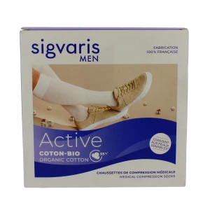 Sigvaris Active Coton Bio 55% Chaussette Classe 2 Homme Noir Long S