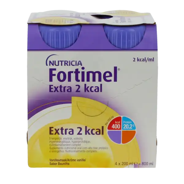Fortimel Extra 2 Kcal Nutriment Vanille 4 Bouteilles/200ml