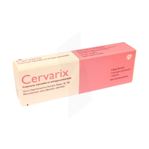 Cervarix, Suspension Injectable En Seringue Pré-remplie .vaccin Papillomavirus Humain [types 16, 18] (recombinant, Avec Adjuvant, Adsorbé)