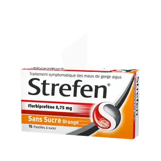 STREFEN 8,75 mg ORANGE SANS SUCRE, pastille édulcorée à l'acésulfame potassique
