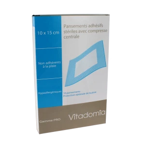 Vitadomia Pansements Adhésif Stérile Avec Compresse 10x15cm B/10
