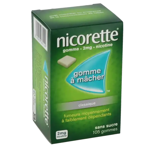 Nicorette 2 Mg Sans Sucre, Gomme à Mâcher Médicamenteuse édulcorée Au Sorbitol