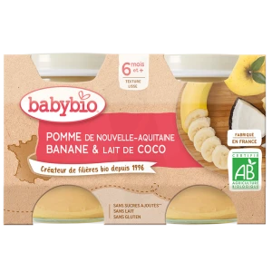 Babybio Pomme De Nouvelle-aquitaine Banane & Lait De Coco 2pots/130g