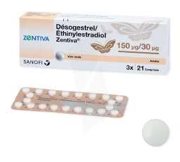 Desogestrel/ethinylestradiol Zentiva 150 Microgrammes/30 Microgrammes, Comprimé