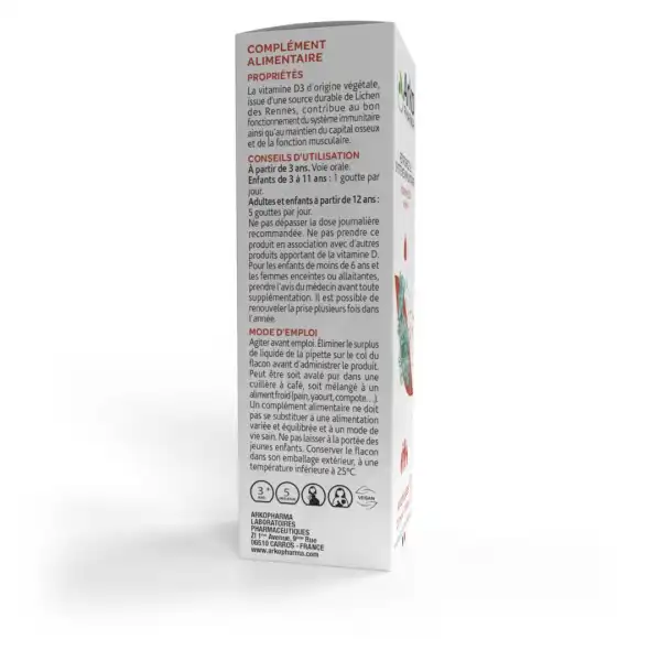 Arkofluide Vitamine D3 VÉgÉtale Lichen S Buv Fl Cpte-gttes/15ml