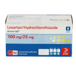 Losartan/hydrochlorothiazide Arrow Lab 100 Mg/25 Mg, Comprimé Pelliculé