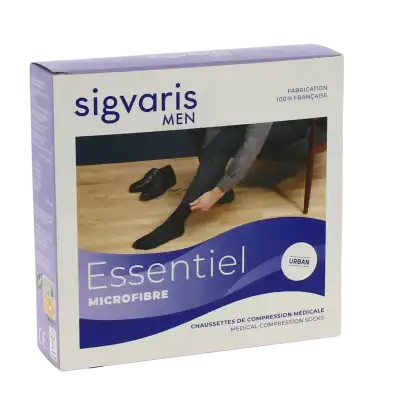 Sigvaris Essentiel Microfibre Chaussettes  Homme Classe 2 Gris Clair Small Normal à Le havre